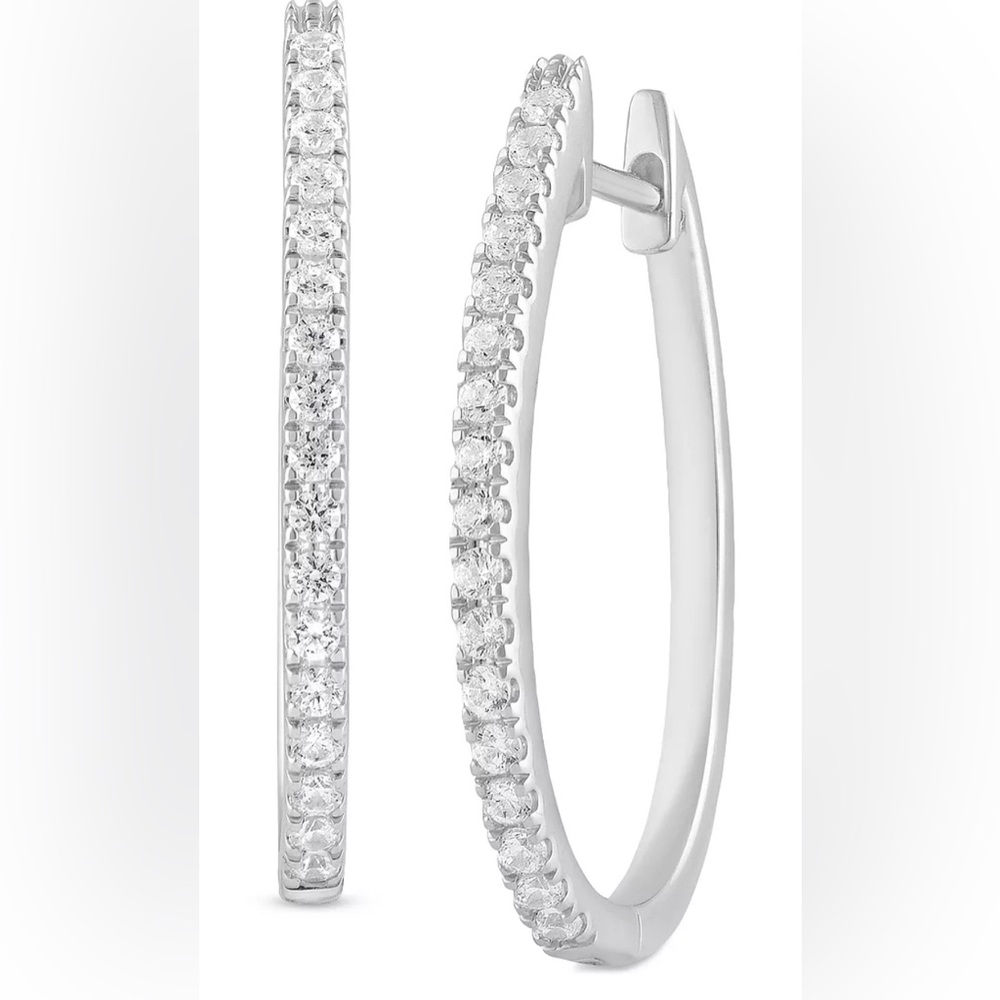 Lab-Created Diamond Medium Hoop Earrings (1/2 ct. t.w.) in Sterling Silver